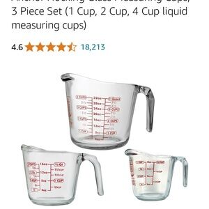 Anchor Hocking 3 pc Glass Measuring Cup Set. NWOT.